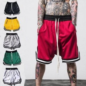 Men's Athletic Shorts - Red, Black, Green, Silver